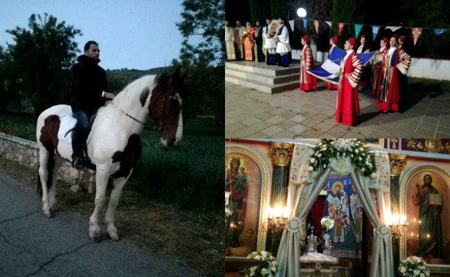 Με καβαλάρηδες η λιτανεία της εικόνας του Αγίου Γεωργίου στο Ελαιοχώρι (video - pics)