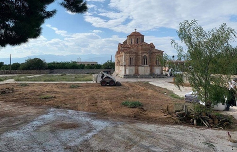 Εργασίες διαμόρφωσης του περιβάλλοντος χώρου του ιερού ναού της Παναγίας Αγίας Τριάδας Μιδέας